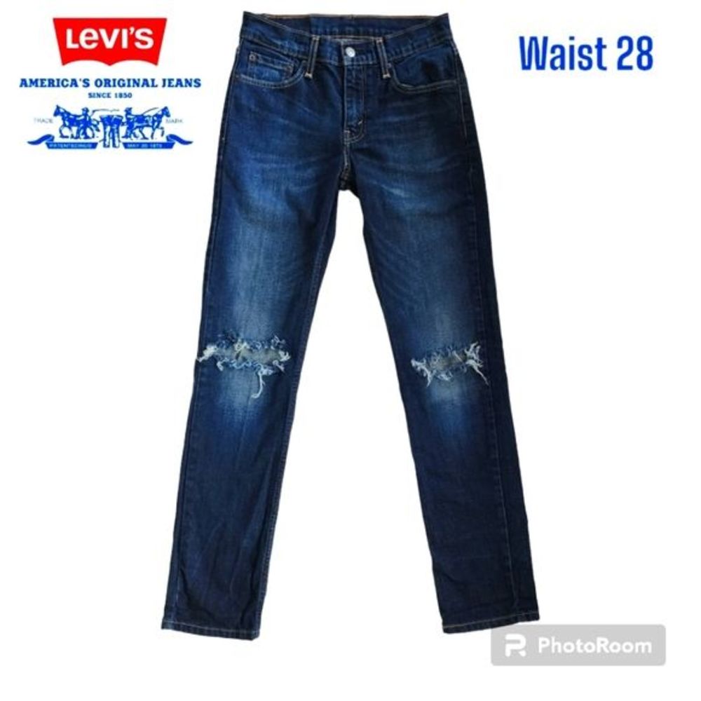 Levi Strauss 511 Mens Dark Wash Blue Denim Jeans Slim Straight